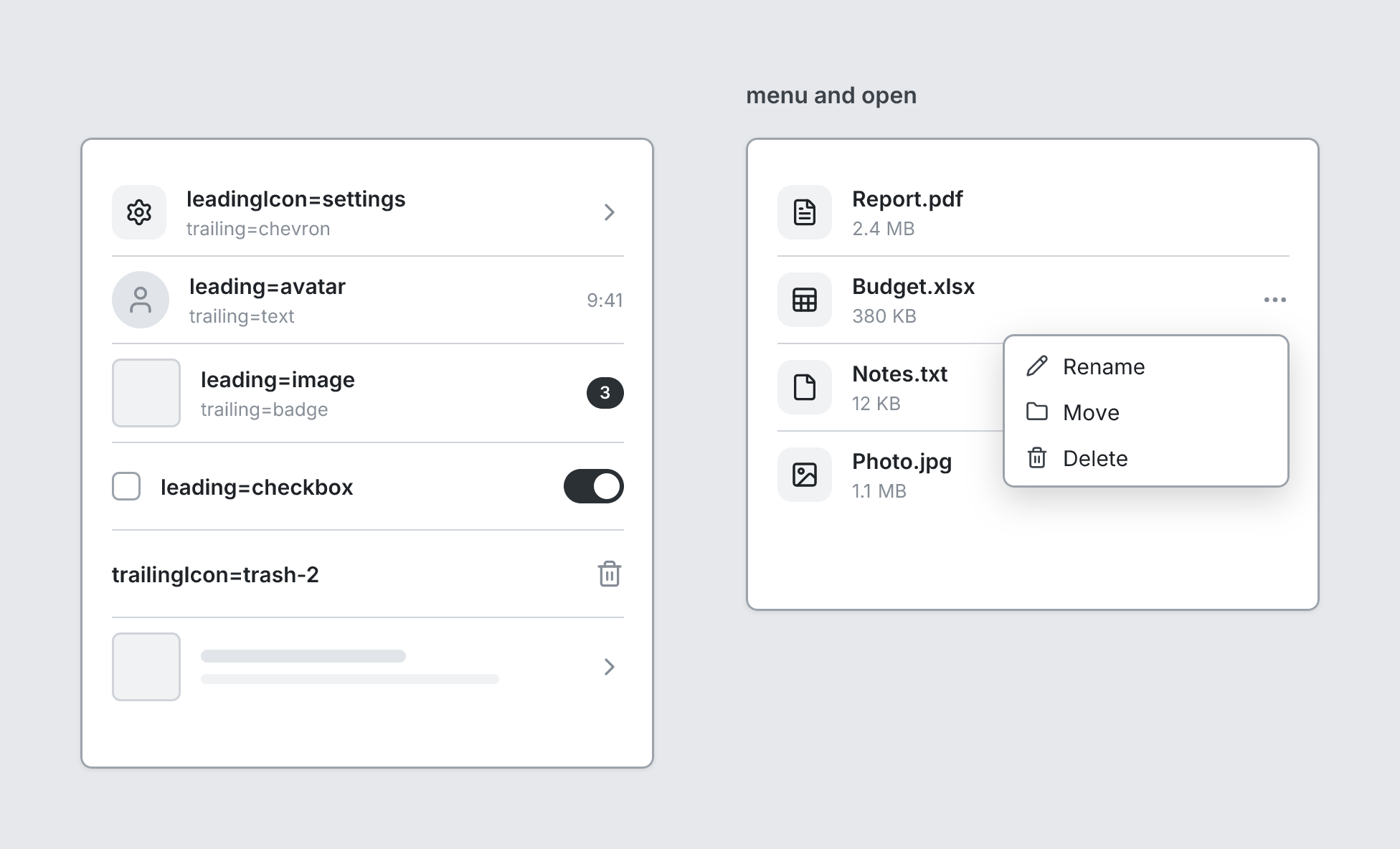 ListItem example